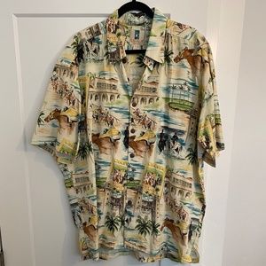 KAHALA "Del Mar Turf Club" Hawaiian Shirt 100% Rayon XL Excellent Cond